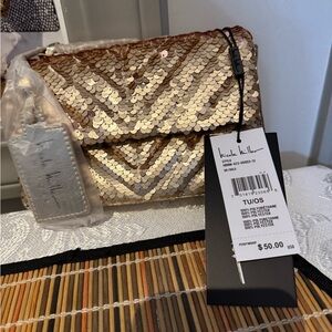Nicole Miller gold sequin bag